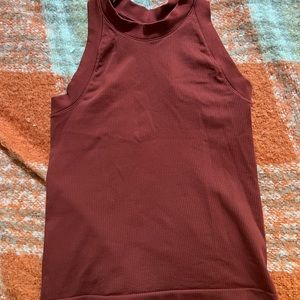 athleta crimson ribbed high neck tank size medium